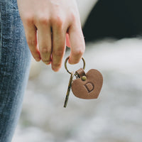 Personalized Leather Heart Keychain