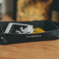 Personalized Leather Rivet Valet Tray