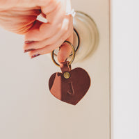 Personalized Leather Heart Keychain