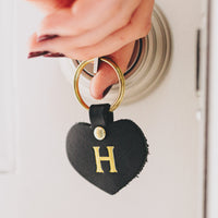 Personalized Leather Heart Keychain