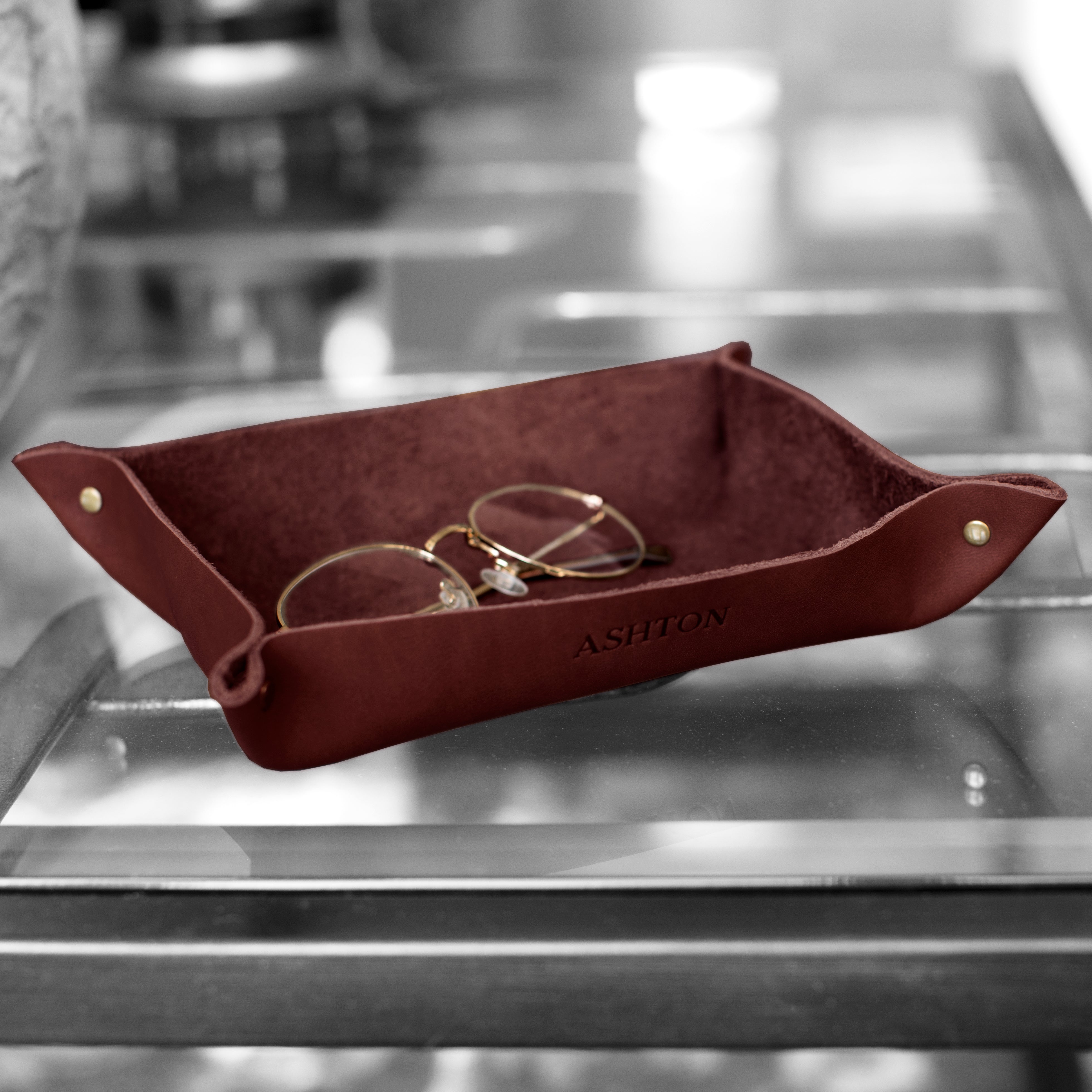Leather Valet Tray No. 120, Personalized & Handmade in USA