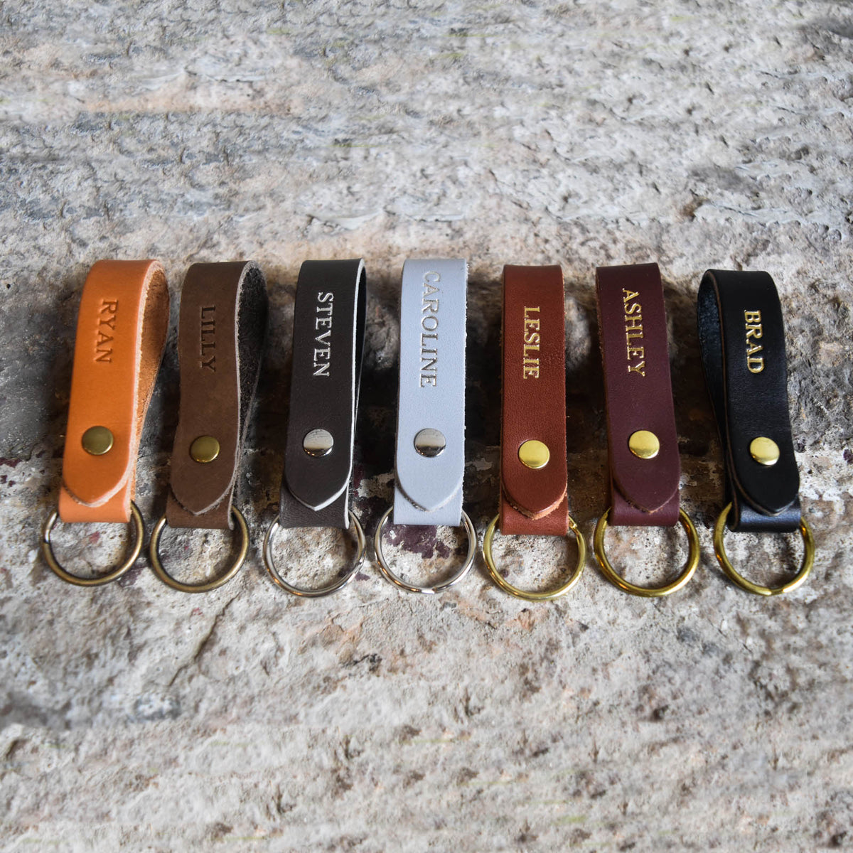 Monogrammed leather keyring online