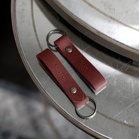 Custom Double Sided Leather Keychain in Red Maple