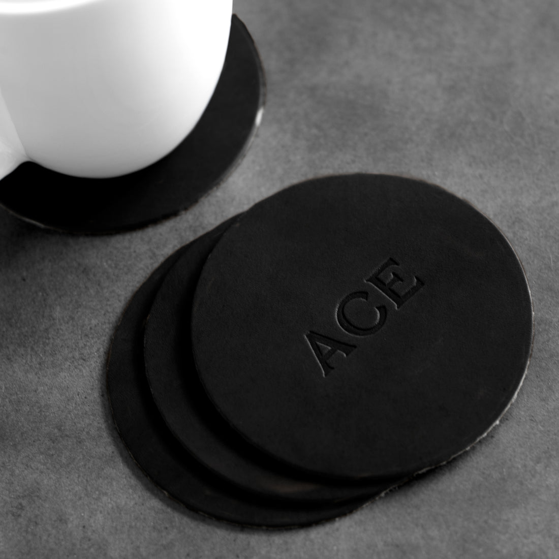 Personalized Leather Circle Coasters - Set of 4