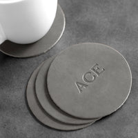 Personalized Leather Circle Coasters - Set of 4