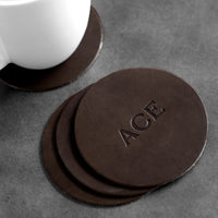 Personalized Leather Circle Coasters - Set of 4