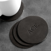 Personalized Leather Circle Coasters - Set of 4