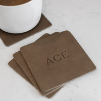 Personalized Leather Square Coasters - Set of 4