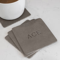 Personalized Leather Square Coasters - Set of 4