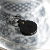 Personalized Leather Circle Key Fob