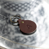 Personalized Leather Circle Key Fob