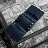 Custom Leather Jewelry Organizer in Navy