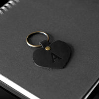 Personalized Leather Heart Keychain