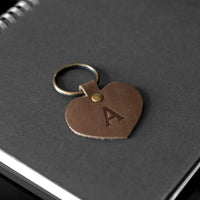 Personalized Leather Heart Keychain