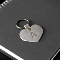 Personalized Leather Heart Keychain