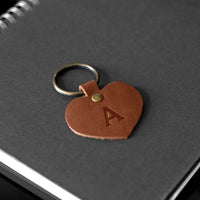 Personalized Leather Heart Keychain