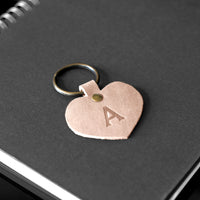 Personalized Leather Heart Keychain