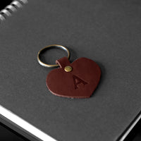 Personalized Leather Heart Keychain