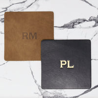 Personalized Leather Square Coasters - Set of 4