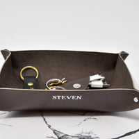 Personalized Leather Rivet Valet Tray