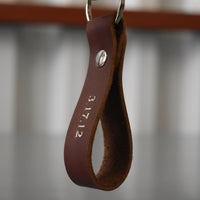 2 Sided Custom Leather Keychain. Personalized on both sides. Monogrammed Full Grain Leather key chain. Made in USA. Gold/Silver Foil Option