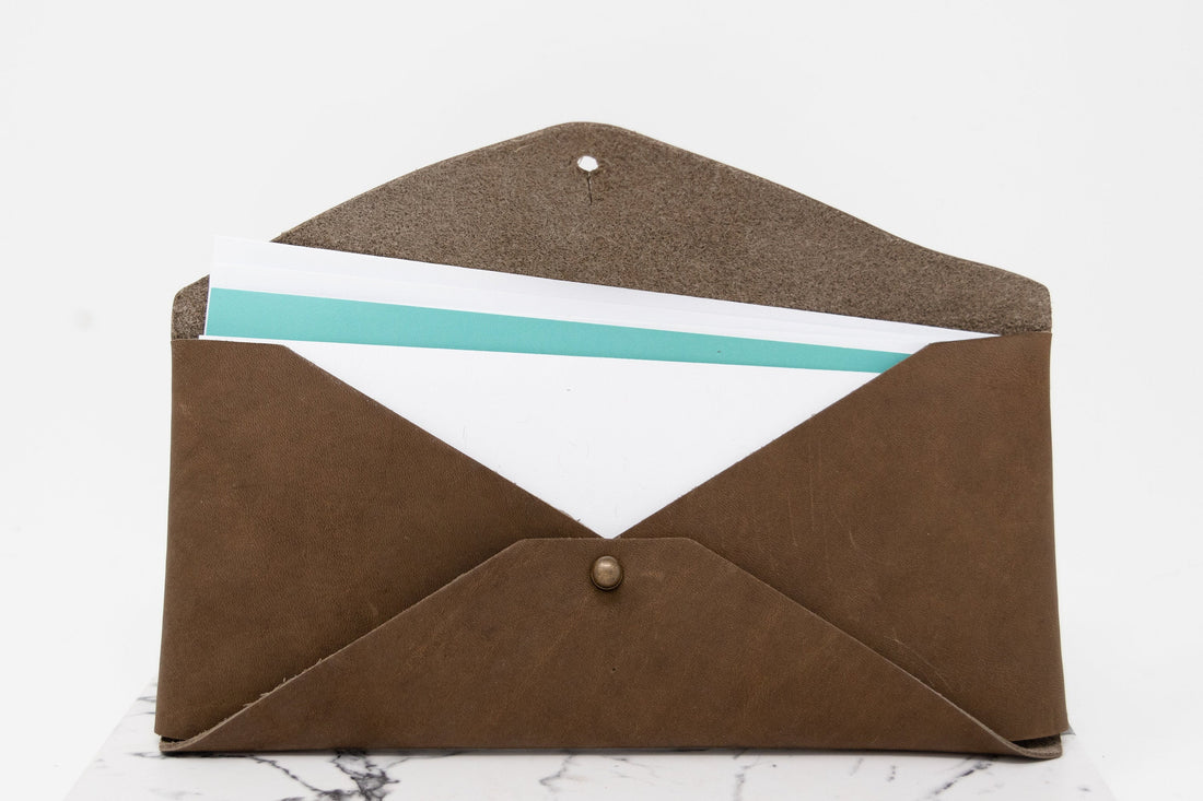 Leather Document Envelope. Monogram Document Holder. Personalized Document Envelope. Custom Leather Envelope. Leather Money Envelope