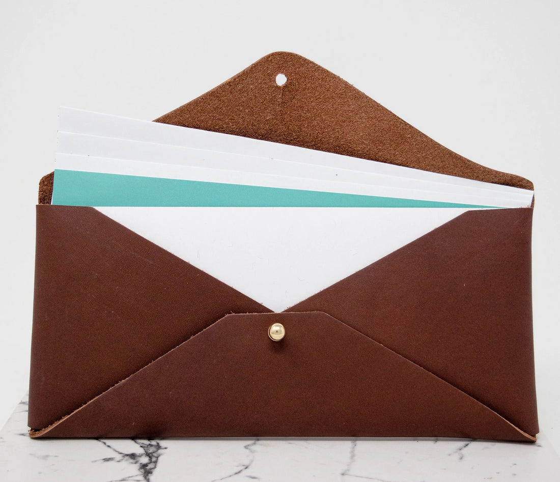 Leather Document Envelope. Monogram Document Holder. Personalized Document Envelope. Custom Leather Envelope. Leather Money Envelope