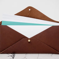 Leather Document Envelope. Monogram Document Holder. Personalized Document Envelope. Custom Leather Envelope. Leather Money Envelope