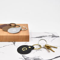 Personalized Leather Circle Key Fob