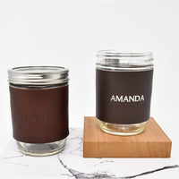 Personalized Leather Mason Jar Sleeve