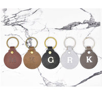 Personalized Leather Circle Key Fob