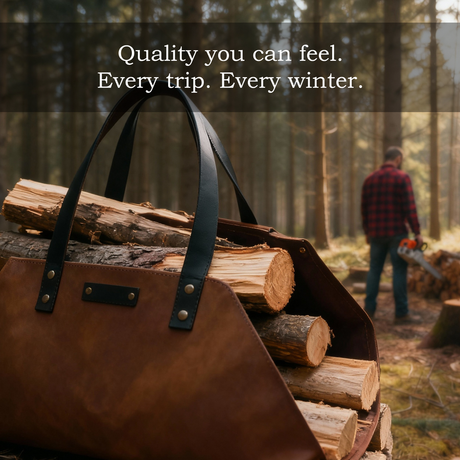 All Leather Log Carrier