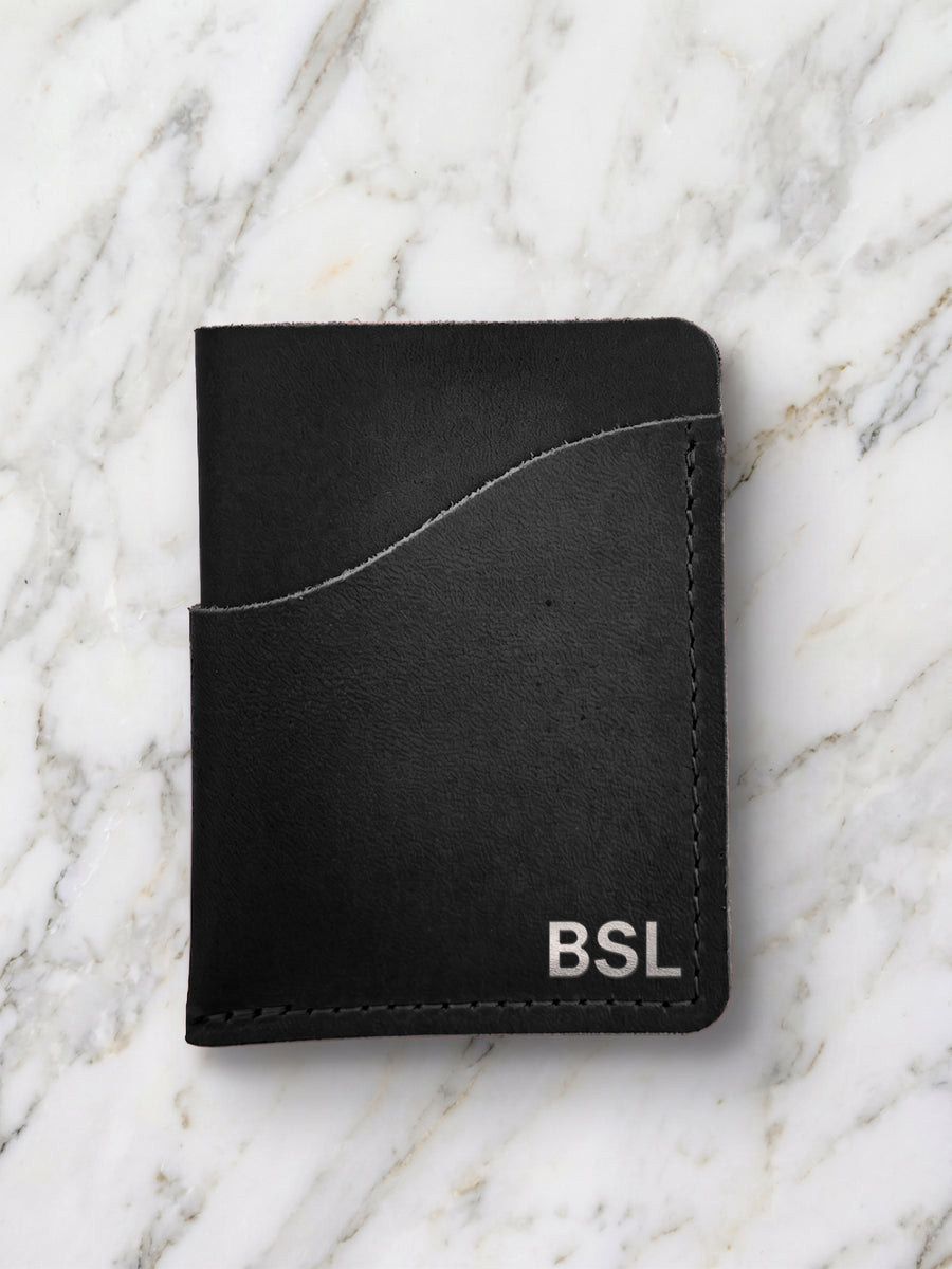 Wave Wallet – Handmade Minimalist Slim Card Holder Chocolate / Silver Foil