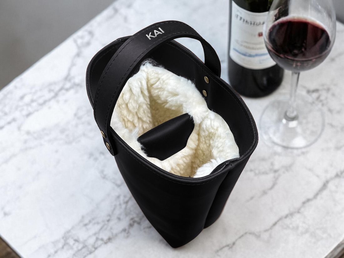 Leather Double Wine Carrier | Handcrafted Personalized Wine Tote