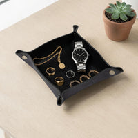 Personalized leather WFH desk set in black