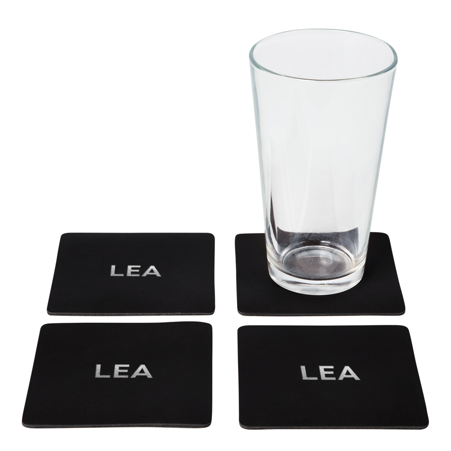 Personalized Leather Square Coasters - Set of 4