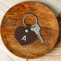 Personalized Leather Heart Keychain