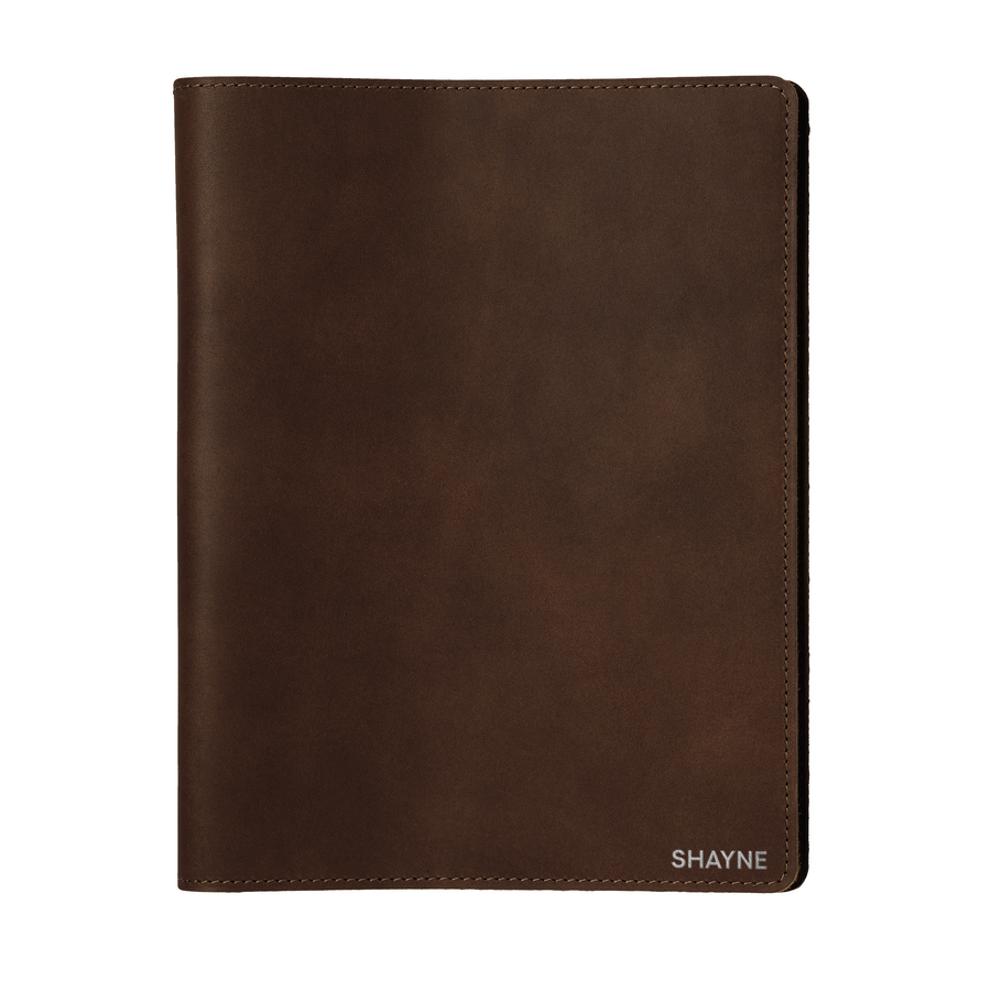 Personalized Leather Large Journal Cover: USA Made Monogrammed Notebook