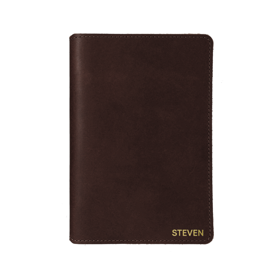 Personalized Leather A5 Journal Cover: USA Made Monogrammed Notebook