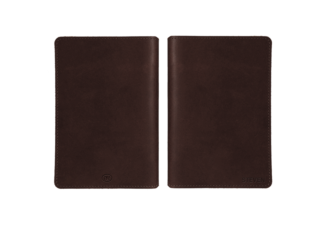Personalized Leather A5 Journal Cover: USA Made Monogrammed Notebook