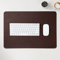 Personalized leather WFH desk set in chocolate