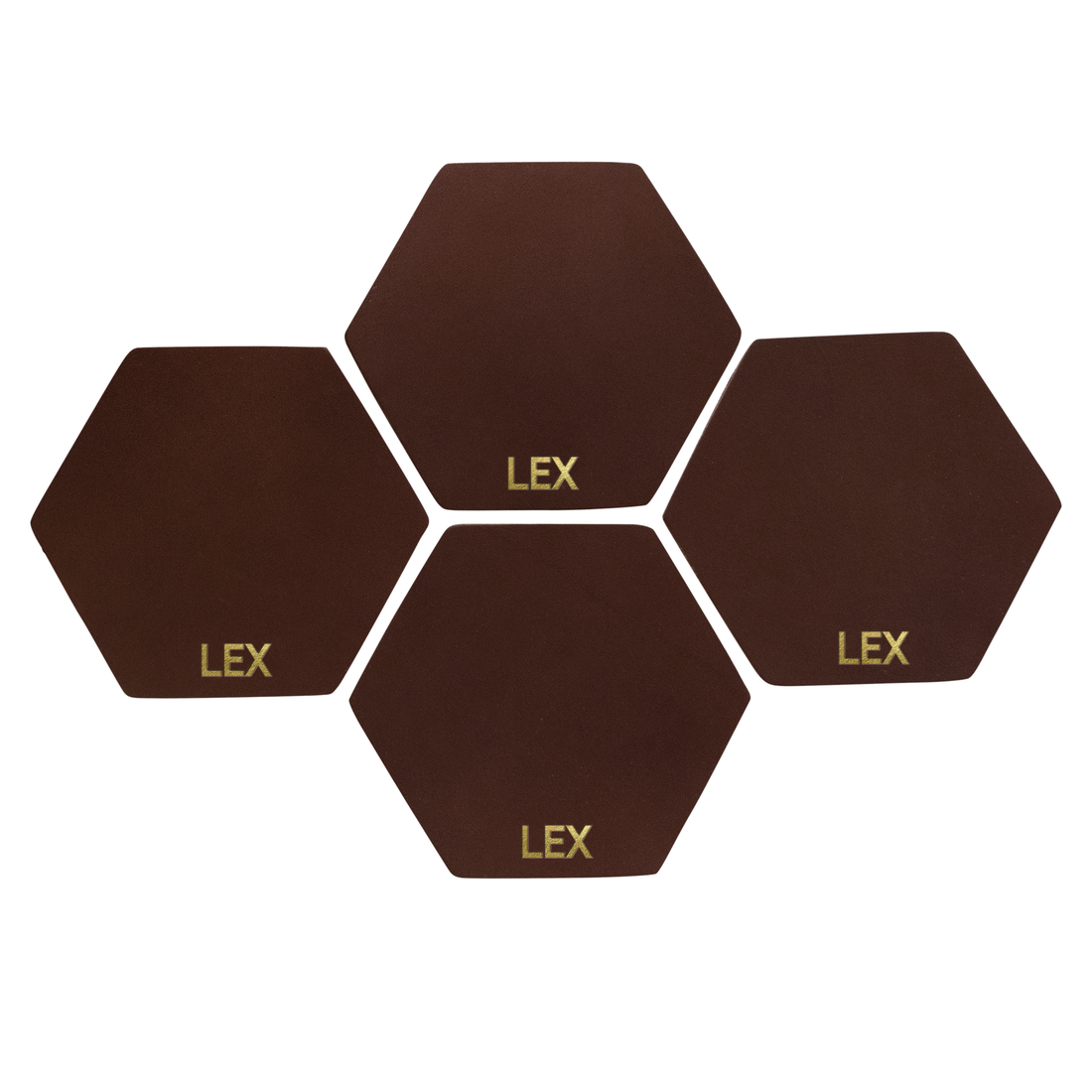 Personalized Leather Hexagon Coasters - Set of 4