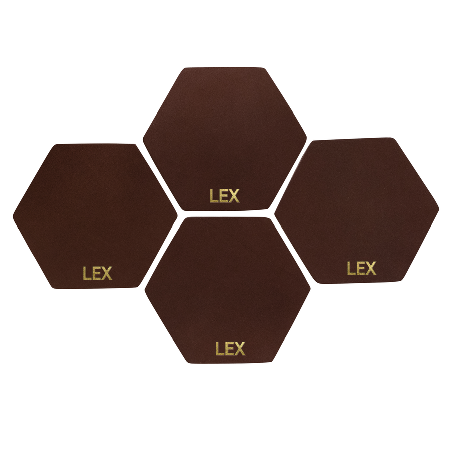 Personalized Leather Hexagon Coasters - Set of 4