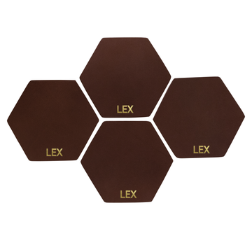 Personalized Leather Hexagon Coasters - Set of 4