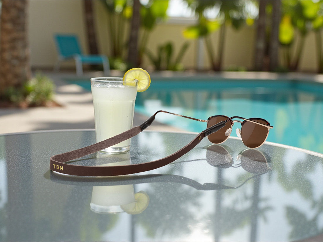 Monogrammed Leather Sunglass Strap