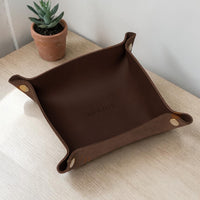 Personalized leather WFH desk set in chocolate