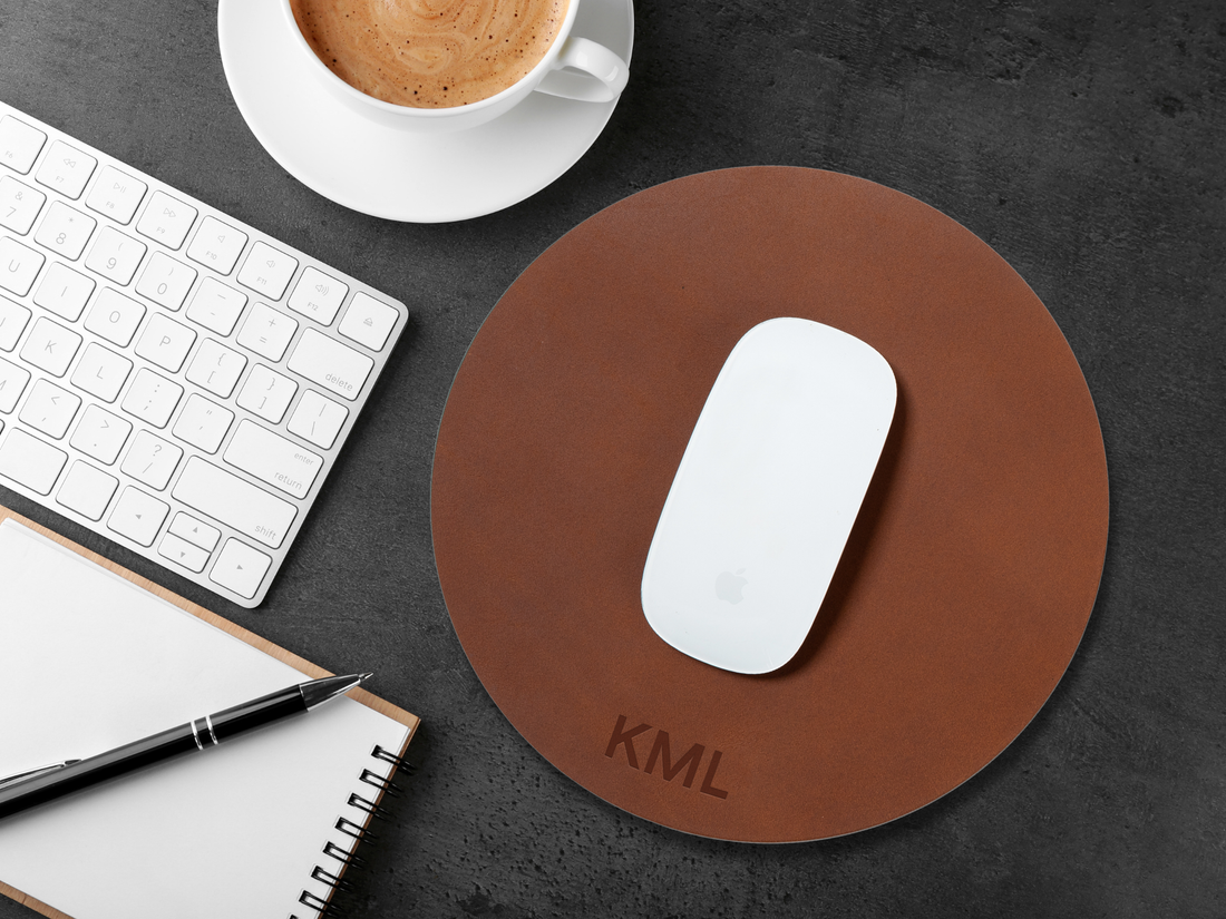 Personalized Round Leather Mouse Pad
