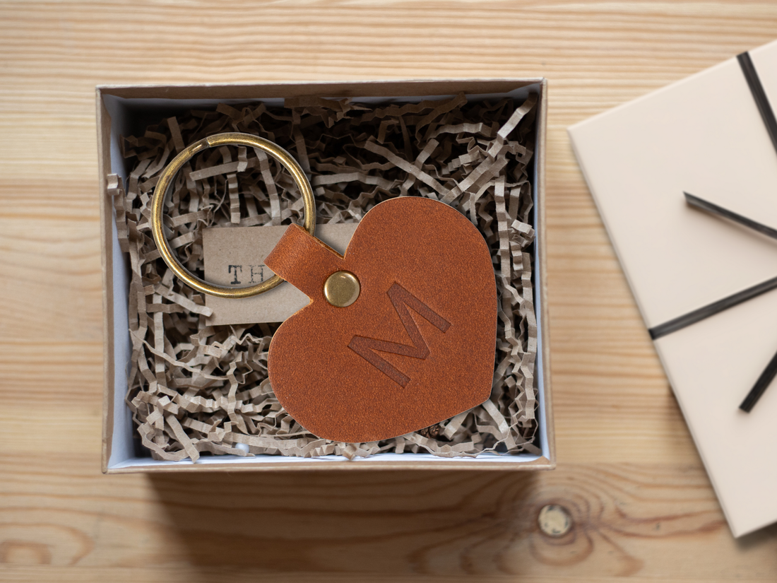 Personalized Leather Heart Keychain