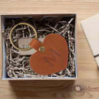 Personalized Leather Heart Keychain