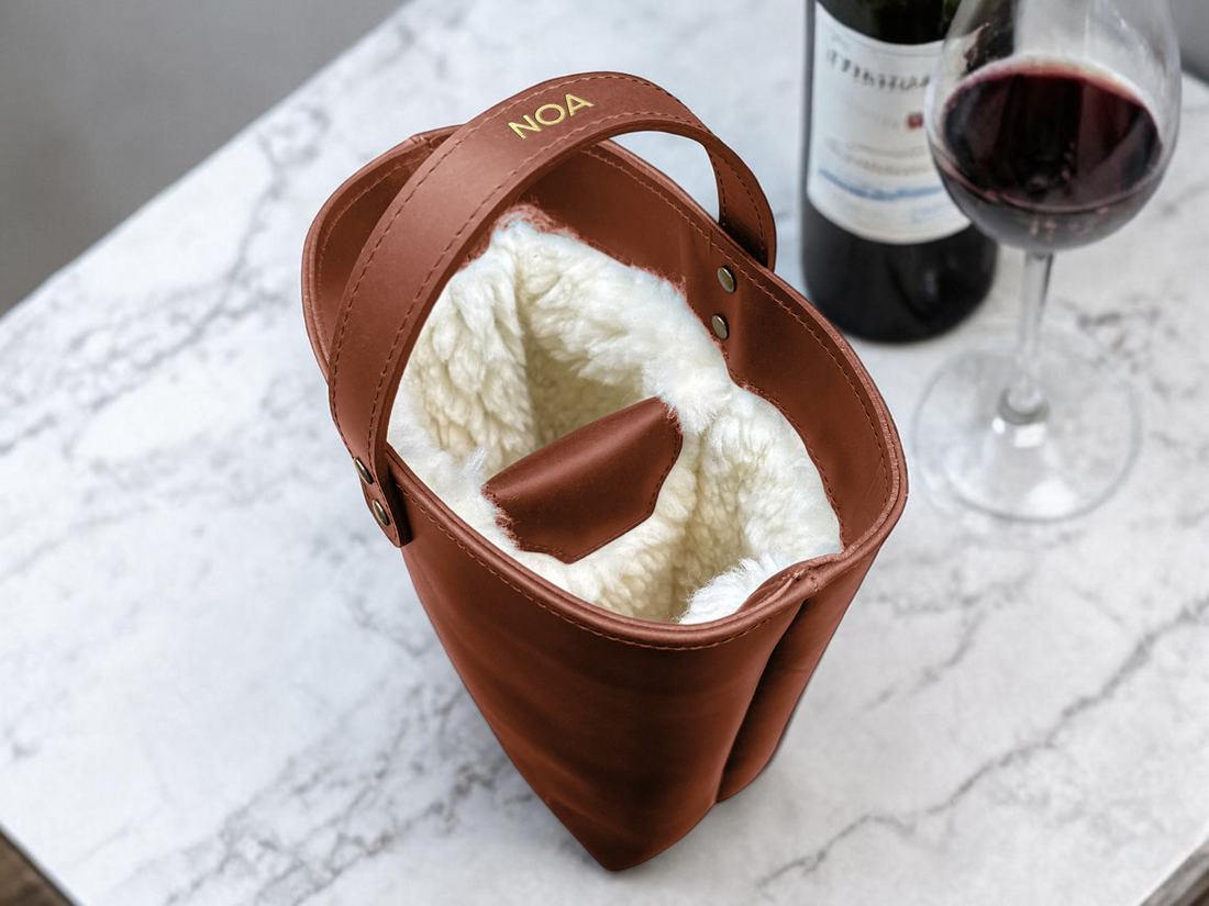 Leather Double Wine Carrier | Handcrafted Personalized Wine Tote